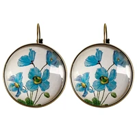 vintage sunflower lavender daisy pattern glass dome dangle drop earrings for women classic time gemo unique jewelry wholesale