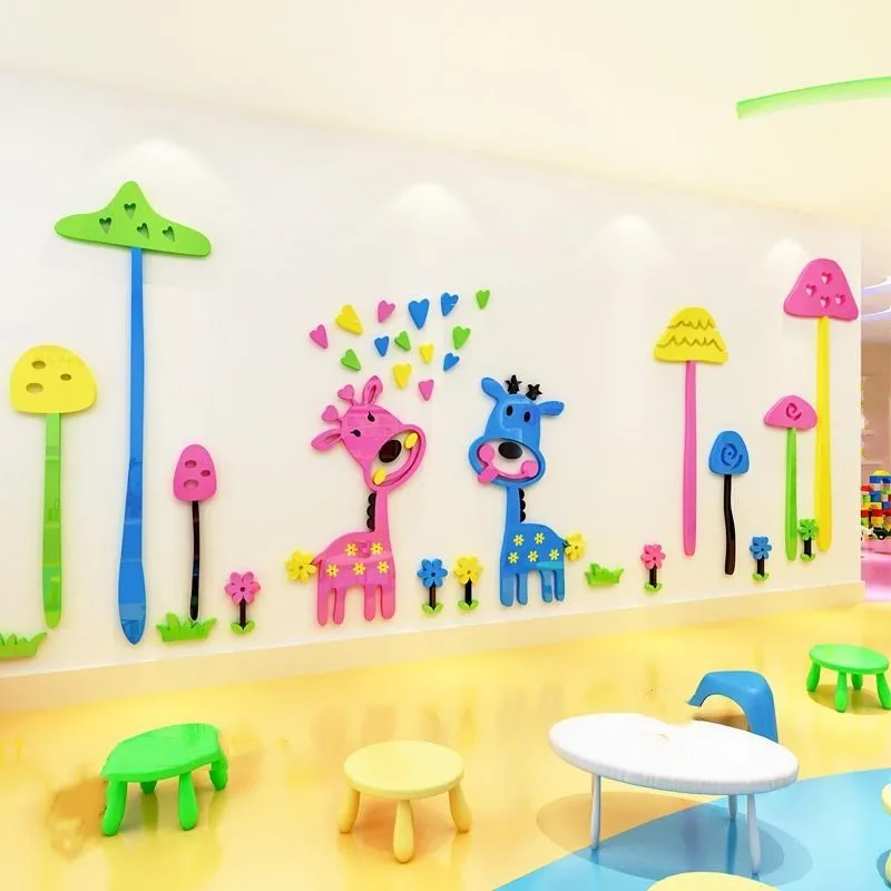 Декор для детской комнаты 3D наклейки на стену Мультяшные акриловые обои детского
