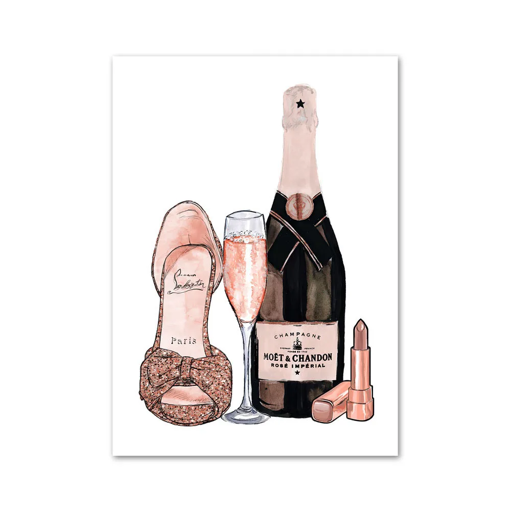 

New diamond painting floral lipstick high heels wine bottle fashion art mosaic embroidery Nordic cafe mural decoration