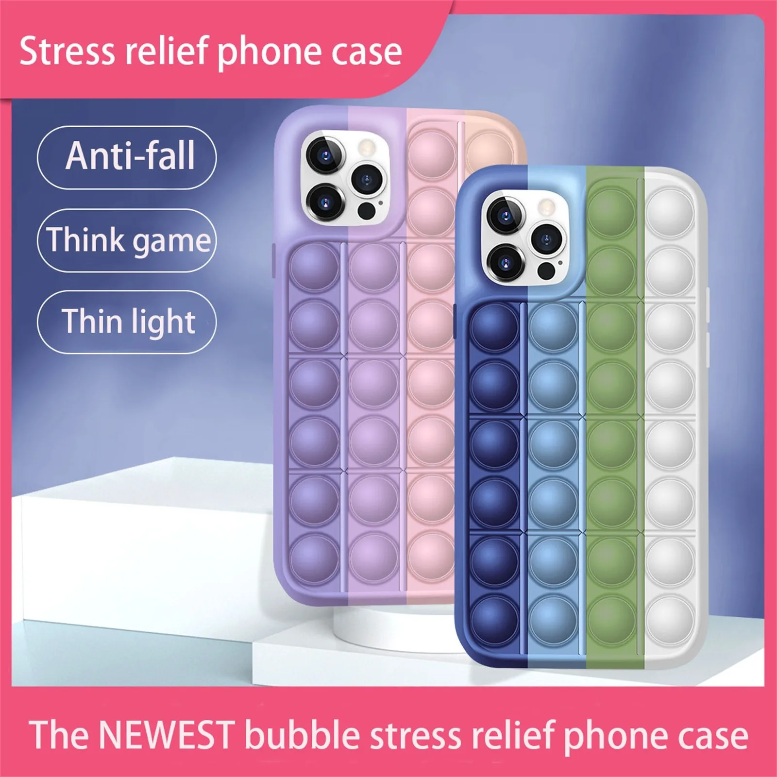 

Relive Stress Fidget Toys Popit Phone Case Creative Rainbow Rodent P-ioneer For Iphone 11 Pro Silicone Soft Shell Soft Cover