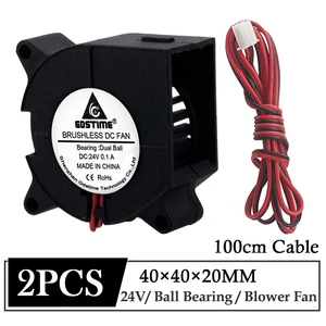 2 шт. Gdstime DC 24 В 40 мм 40x40x20 мм двойной шариковый подшипник 1 м кабель 3D принтер вентилятор 4 см 40 мм x 20 мм 4020 турбо вентилятор
