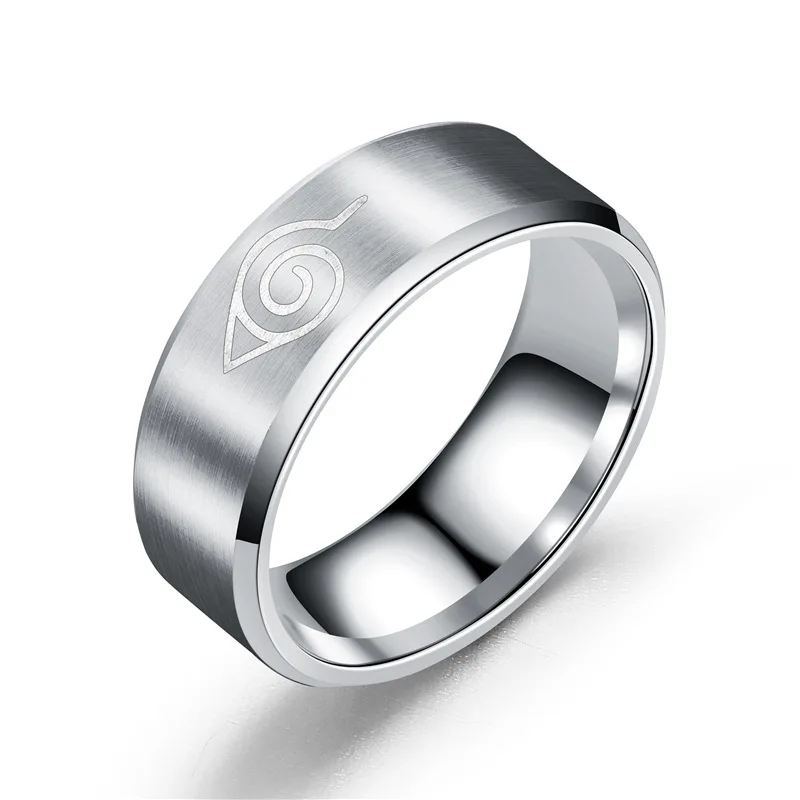 JApan Anime Design 8MM Japanese Style Animation Uzumaki Cosplay Ring Stainless Steel Jewelry Titanium Steel Jewelry Men's Ring