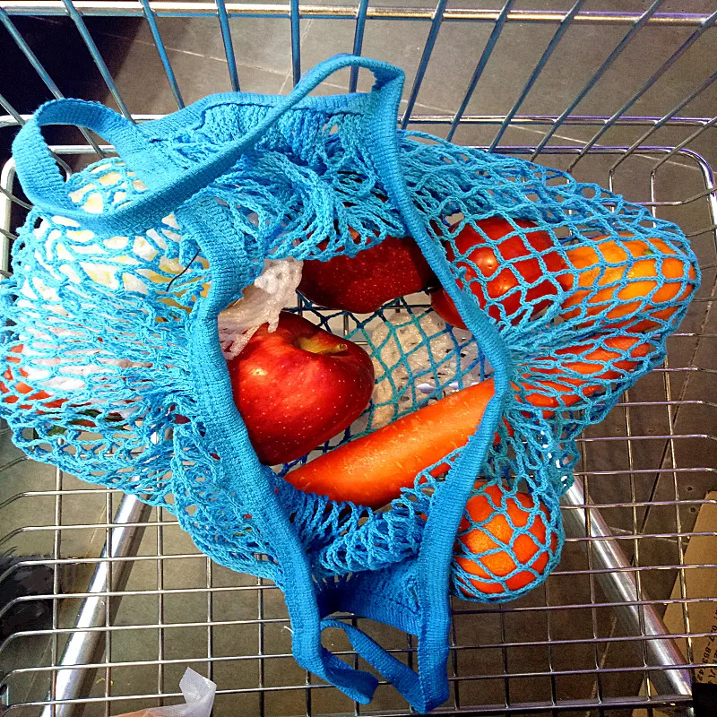 Новая Сетчатая Сумка для покупок на шнурке многоразовая сумка хранения фруктов