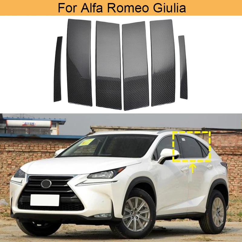 

Car Exterior Window Central Pillar Posts Covers For Alfa Romeo Giulia 2017 - 2021 Carbon Fiber Side Window Pillars Trims