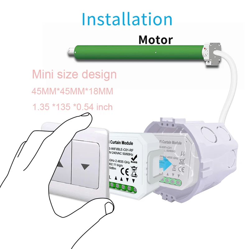 

Модуль переключения занавесок Tuya Smart Life, Wi-Fi, с пультом ДУ