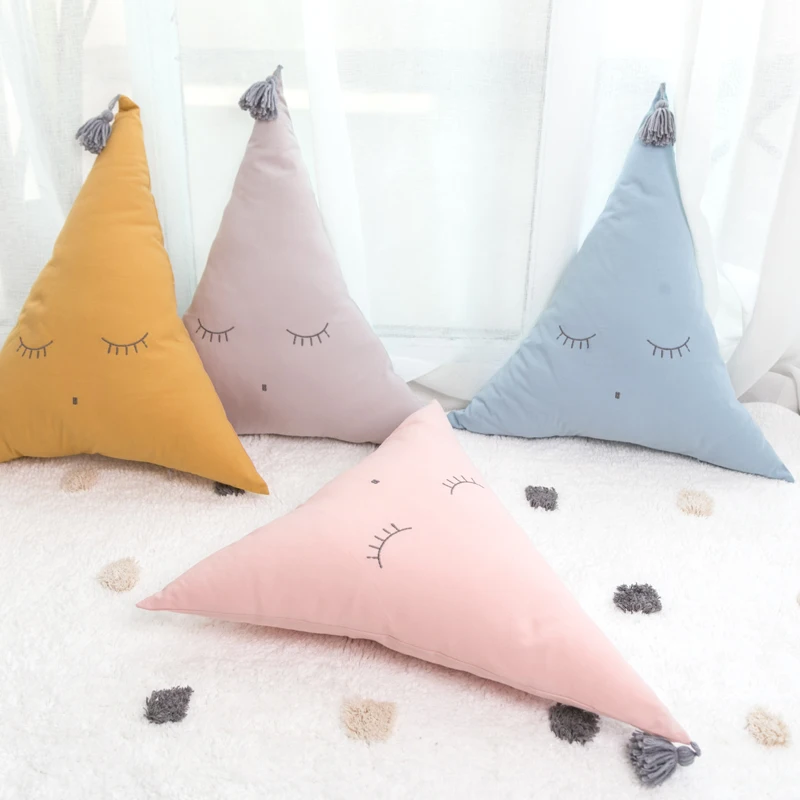 

Nordic Baby Pillow Bumpers Cotton Smile Triangle Newborn Appease Pillow Cushion Baby Photography Props Bedding Kids Room Decor