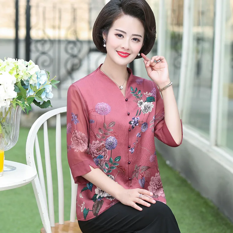 Материнские рубашки размера плюс для женщин среднего возраста весенне-летняя