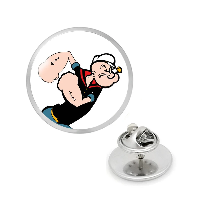 Модные броши Popeye моряк аниме мультфильм ювелирные изделия стекло кабошон