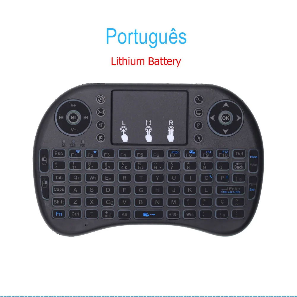 Portuguese I8 Мини Беспроводная клавиатура 2,4 GHz Air mouse с портативной сенсорной панелью для Android 9,0 tv Box IP tv Mini PC X96mini H96 tv Box - Цвет: Portuguese
