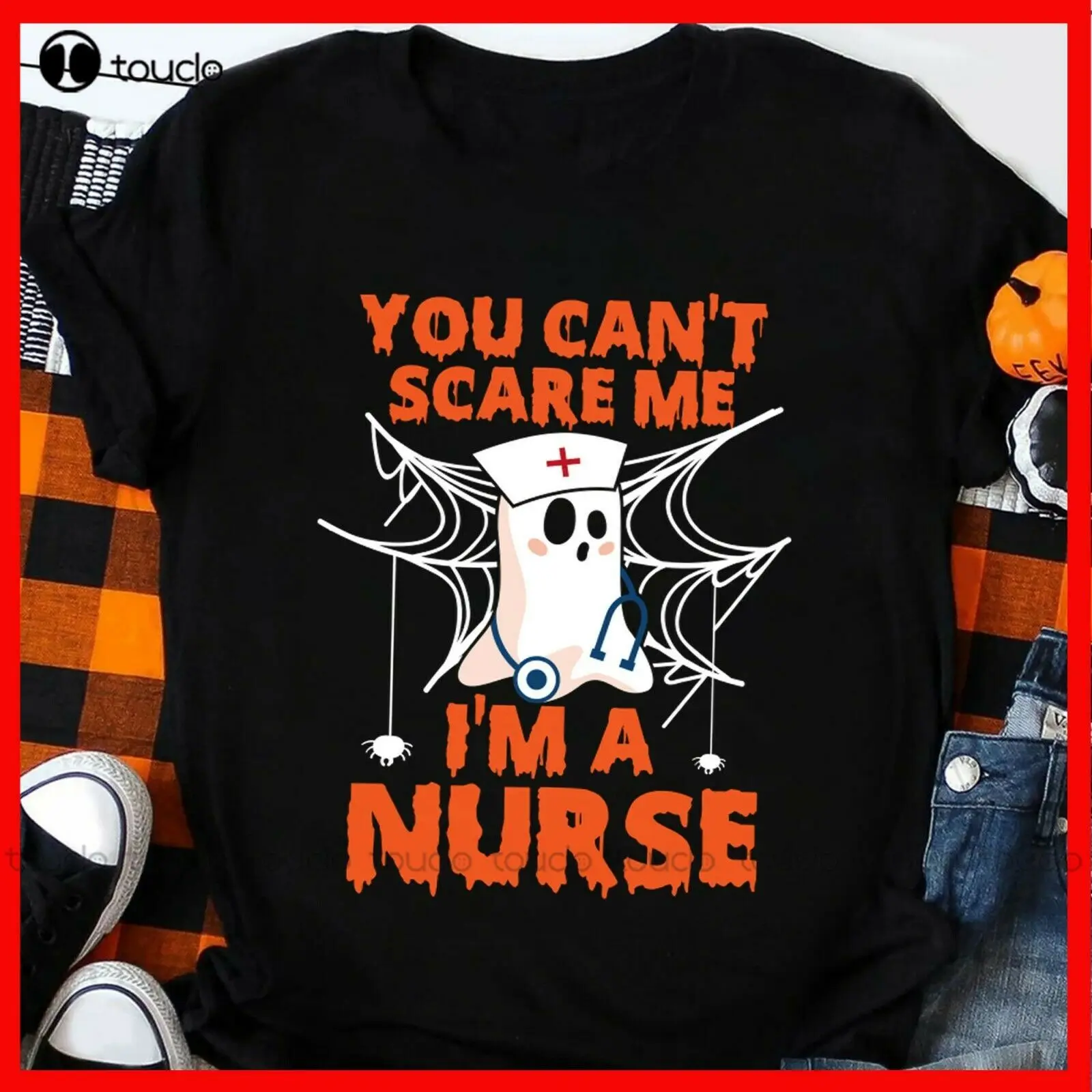 

Футболка На Хэллоуин с надписью «You Can Not Scare Me I A медсестра», забавная рубашка для медсестры на Хэллоуин, мужские рубашки на заказ, унисекс, По...