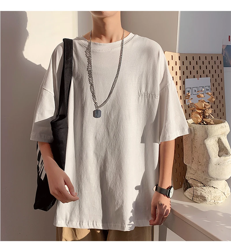 Черные белые свободные негабаритные 2022 летняя футболка Мужская Рок скейтборд