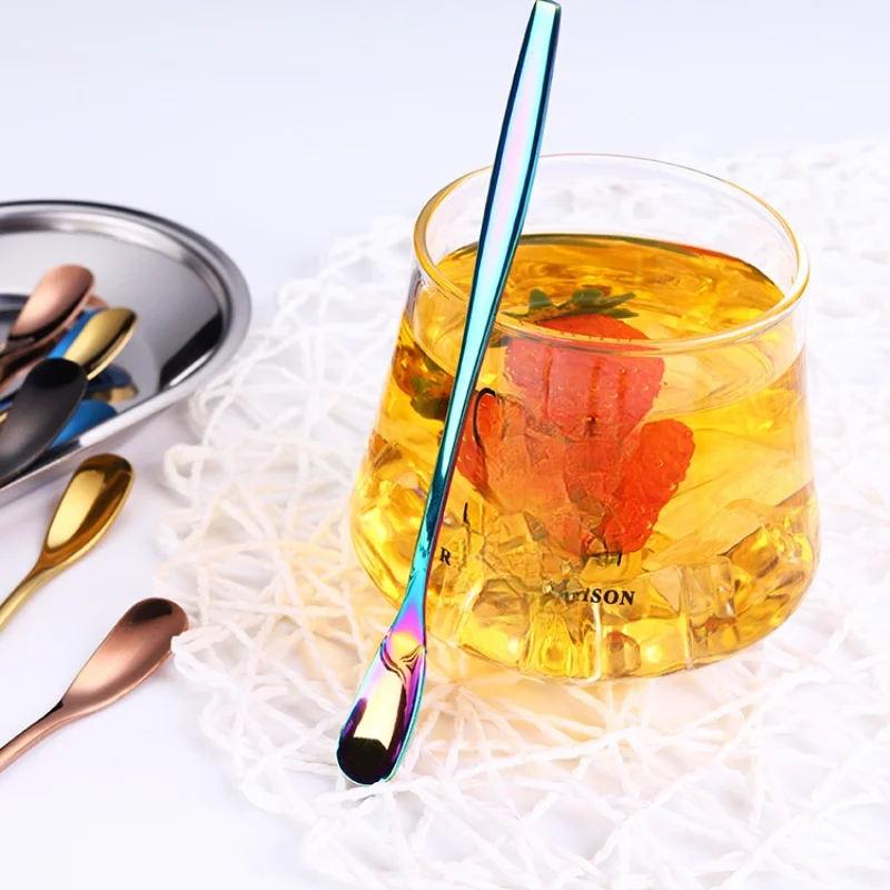 

304 stainless steel mixing Stirring spoon creative long handle Thicken small spoon dessert spoon coffee ice spoons