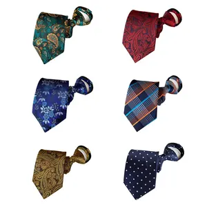 YISHLINE-новинка, мужские 100% шелковые галстуки, 8 см, застежка-молния, ленивый галстук для мужчин, Цветочный Пейсли, прекрасные ощущения рук, аксессуары для свадебвечерние НКИ