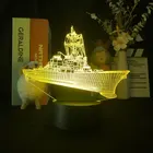 Авианосец, корабль, Warcraft, Delineascope, уникальный ночсветильник для помещений с 3D изображением, Bluetooth управление, сенсорный датчик, яркая база