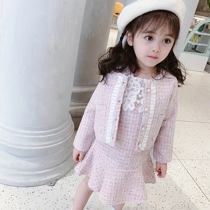 2019 Модный комплект одежды принцессы для девочек детское платье с длинными