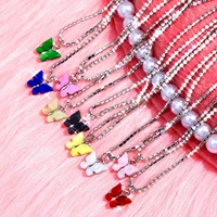 flatfoosie new fashion butterfly pendant necklace for women silver color crystal clavicle chain elegant exquisite jewelry gifts