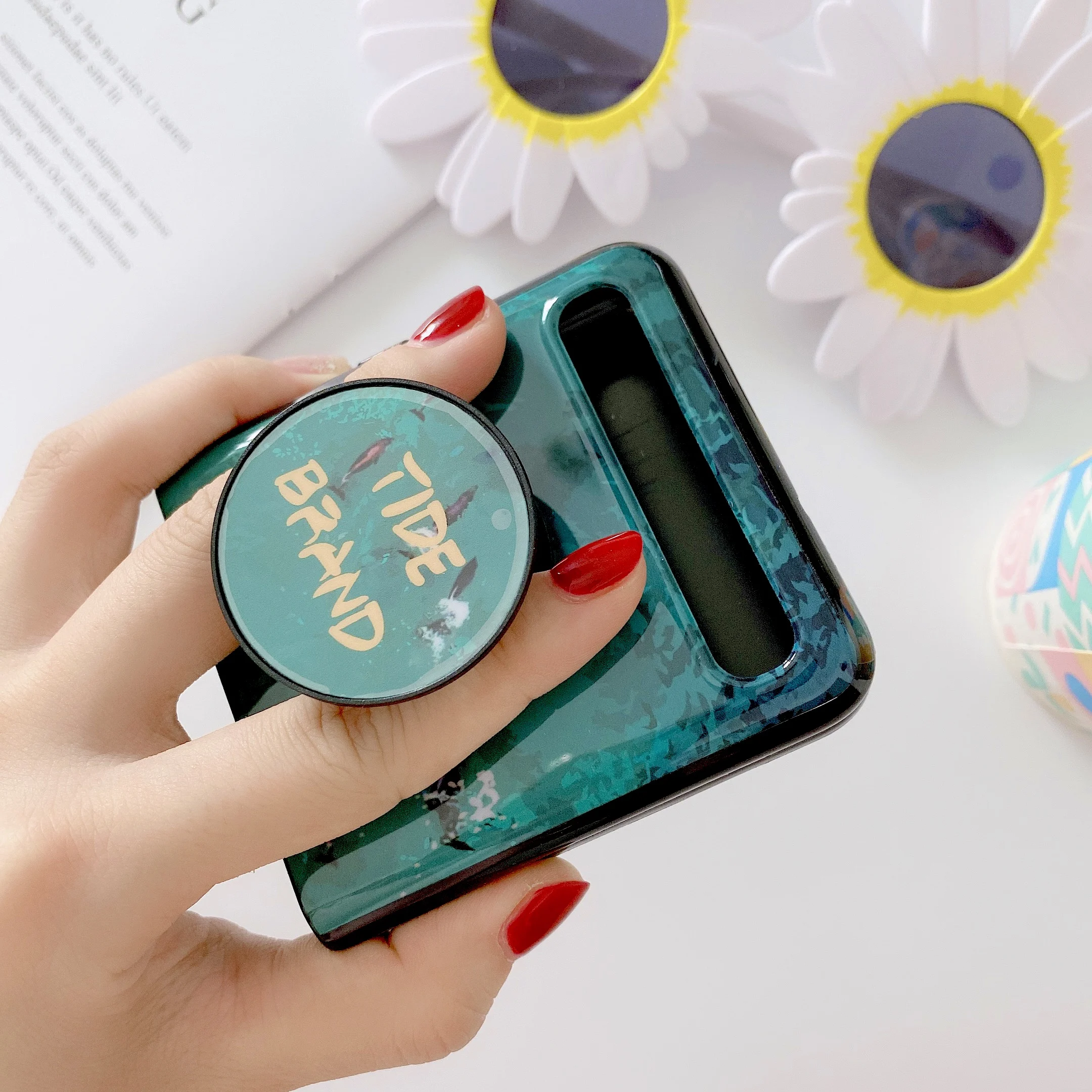 Зеркальный чехол для макияжа Samsung Galaxy Z откидной роскошный силиконовый изумрудно