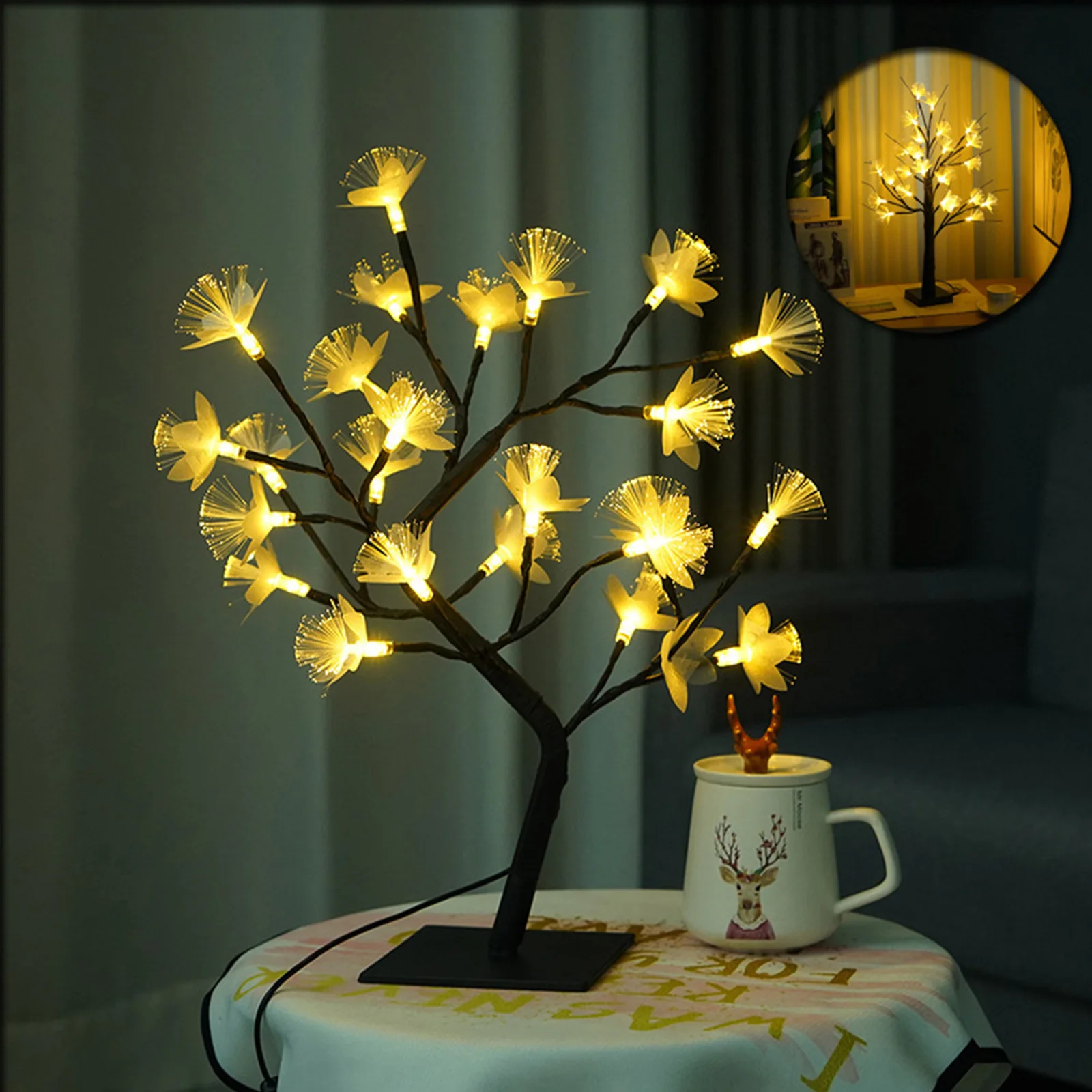 LED USB Fiber Optic Flower Home Wedding Christmas Decoration Tree Lamp Battery Power Fairy Bedroom Gift Night Light