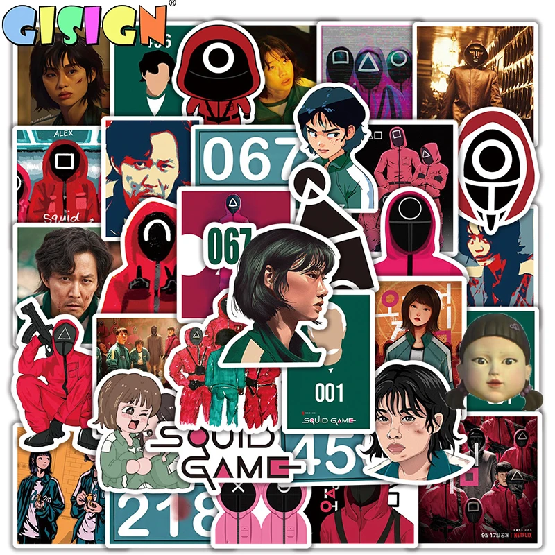 50 шт./компл. наклейка для игры в кальмары Косплей фигурки реквизит чехол багажа