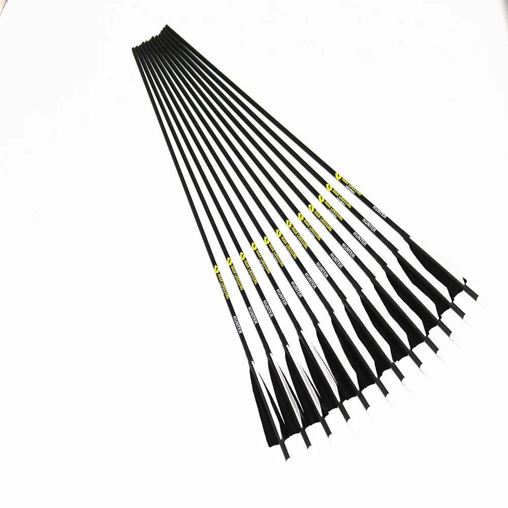 12 шт. стрельба из лука карбоновые стрелы рандом.244 5 дюймов индюки fletching перья