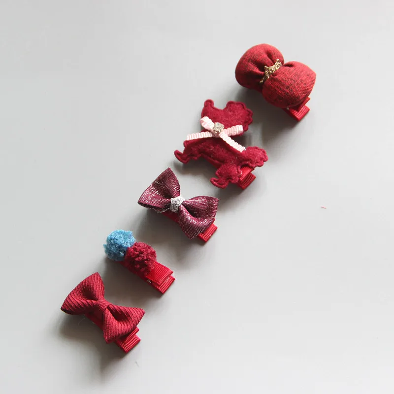 5 шт./упак. с цветочным узором и бантом детские заколки для волос девочек модные