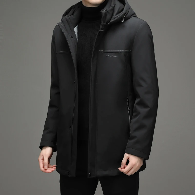 

Пуховик мужской зимний с капюшоном, белый гусиный пух, Толстая Повседневная теплая куртка, модные мужские куртки и пальто