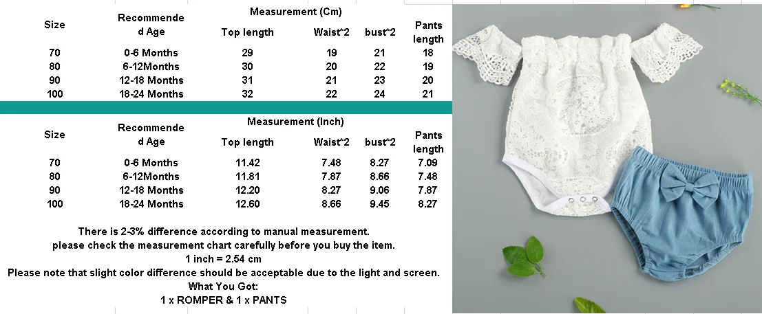 

0-24M Newborn Baby Girls Princess Set Sleeveless Off Shoulder Lace Romper + Bow Denim Shorts Clothing Set