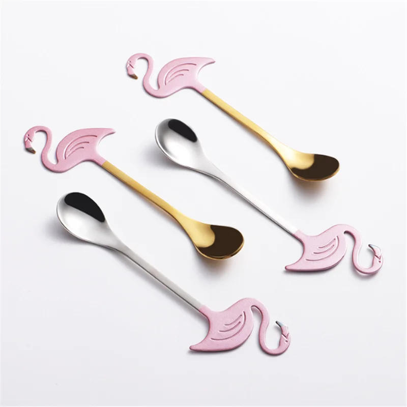 

Pink Flamingo Stainless Steel Stirring Coffee Spoon Flamingo Couple Spoon Home Accessories Everything for The Kitchen Coffee.75z