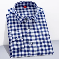 mens cotton shirt classic long sleeve plaid shirt s 4xl spring and autumn business casual single breasted button mens clothing