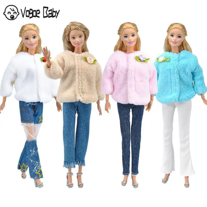 2 шт./компл. аксессуары для кукол зимняя одежда теплое меховое пальто плюшевое