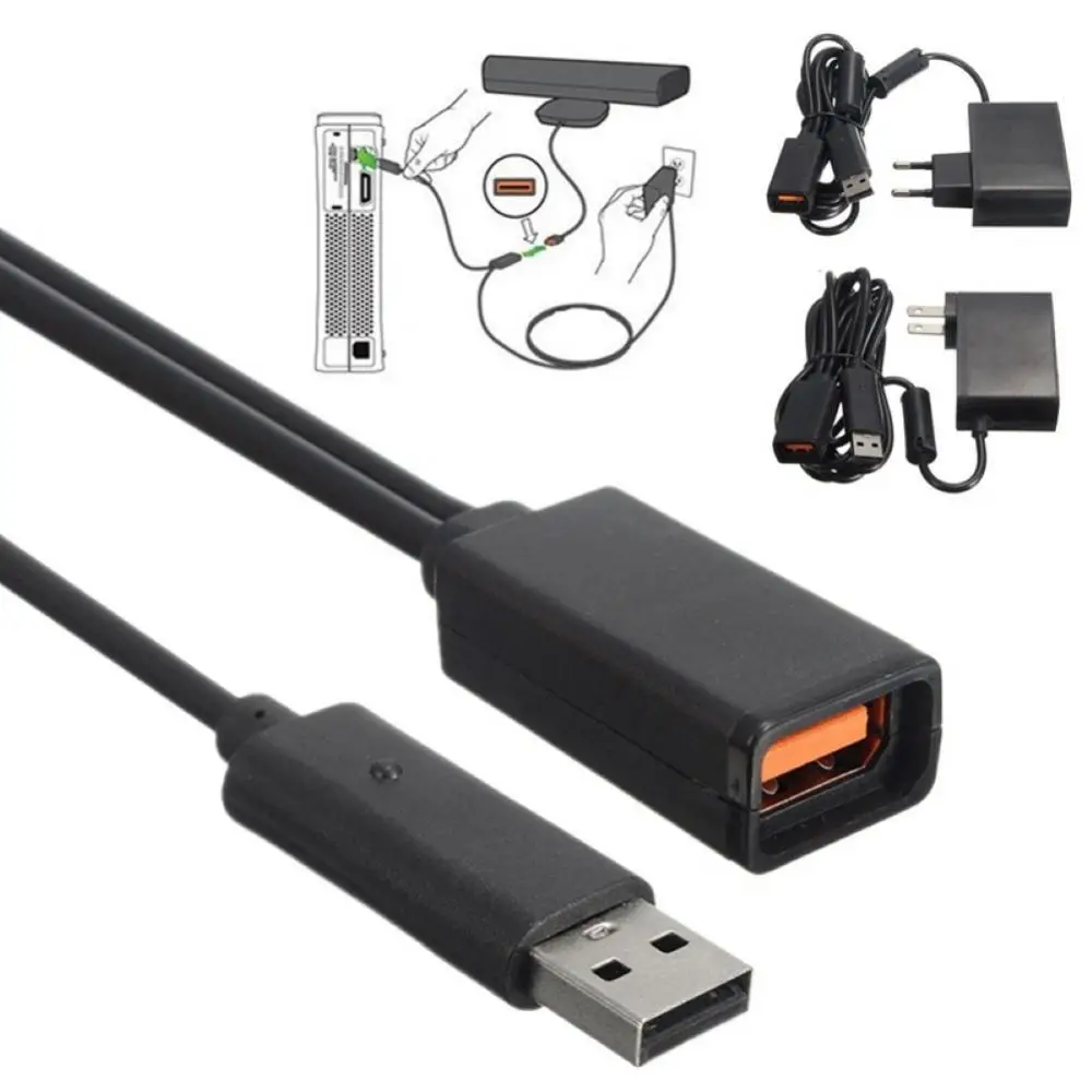 Promotion New EU USB AC Adapter Power Supply with USB charging cable for Xbox 360 XBOX360 Kinect Sensor Dropshipping