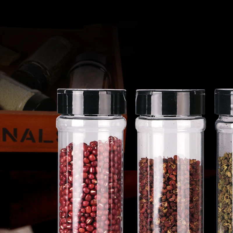 

12 Pieces Spice Jars with Labels Plastic Transparent Spice Bottle Containers for Paprika Pepper Salt Kitchen Condiment Bottles