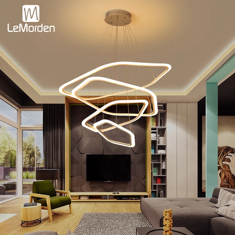 

New Modern pendant lights for living room dining room Circle Rings acrylic LED Lighting Ceiling Lamp fixtures люстра