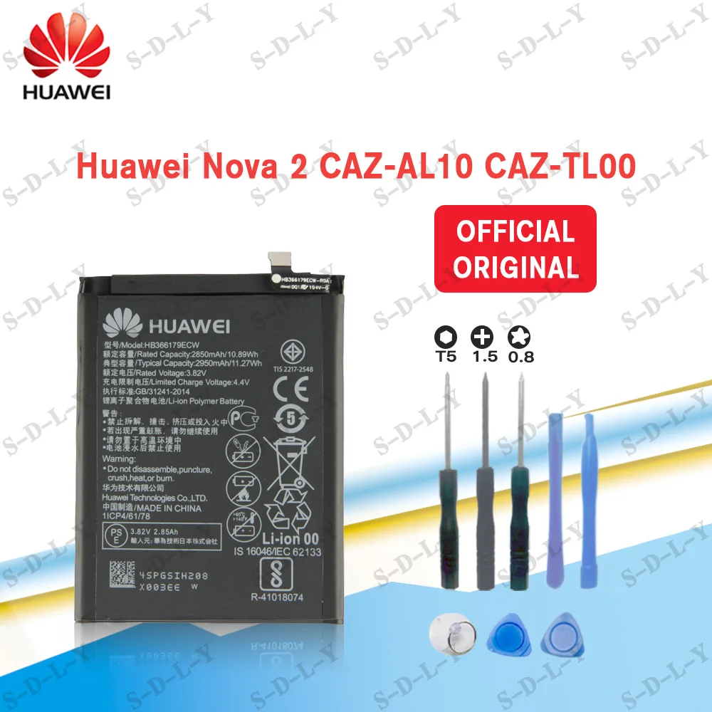 

100% Original Hua Wei Replacement Phone Battery HB366179ECW for Huawei Nova 2 CAZ-AL10 CAZ-TL00 2950mAh+Free Tools
