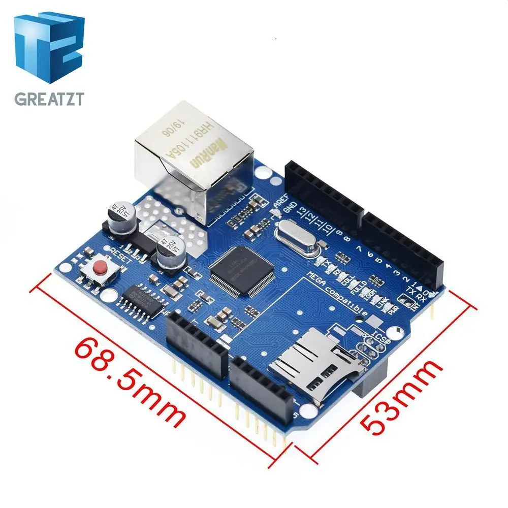 GREATZT 1 шт. Щит Ethernet щит W5100 R3 UNO Mega 2560 1280 328 UNR R3 W5100 макетная плата