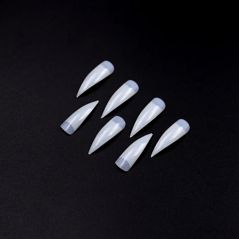 Хит Длинные накладные ногти французский салон акриловое искусство для ногтей