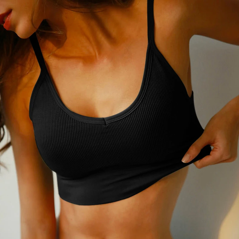 Женский укороченный топ на бретельках бюстгальтер нижнее белье бесшовное без