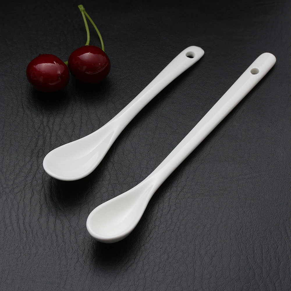 

1PC New Pure White Porcelain Spoons Mini Kitchen Bone Ceramic Tea Coffee Sugar Dessert Ice Cream Spoon Home Flatware Large/Small