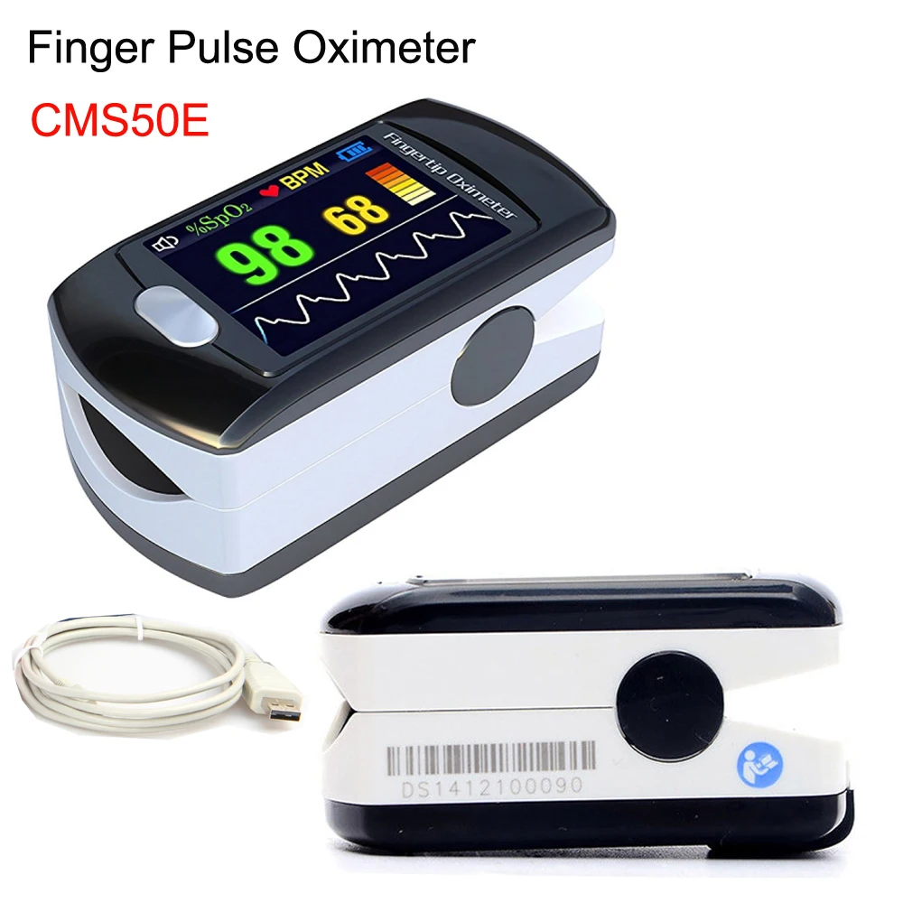 

CMS50E Portable Fingertip Pulse Oximeter OLED SPO2 Blood Oxygen Saturation Heart Rate Monitor Saturator With Lanyard Case