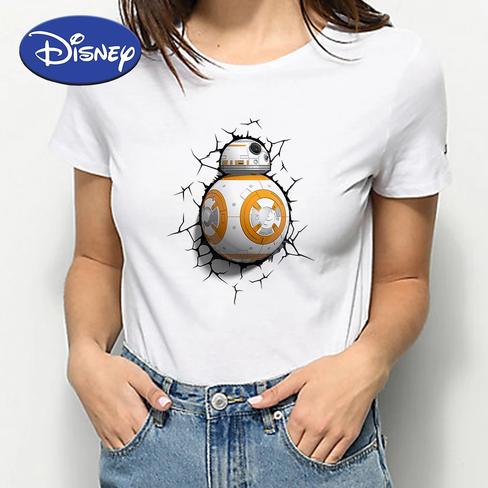 Disney Звездные войны Симпатичные BB 8 робот футболка с принтом для женщин модный