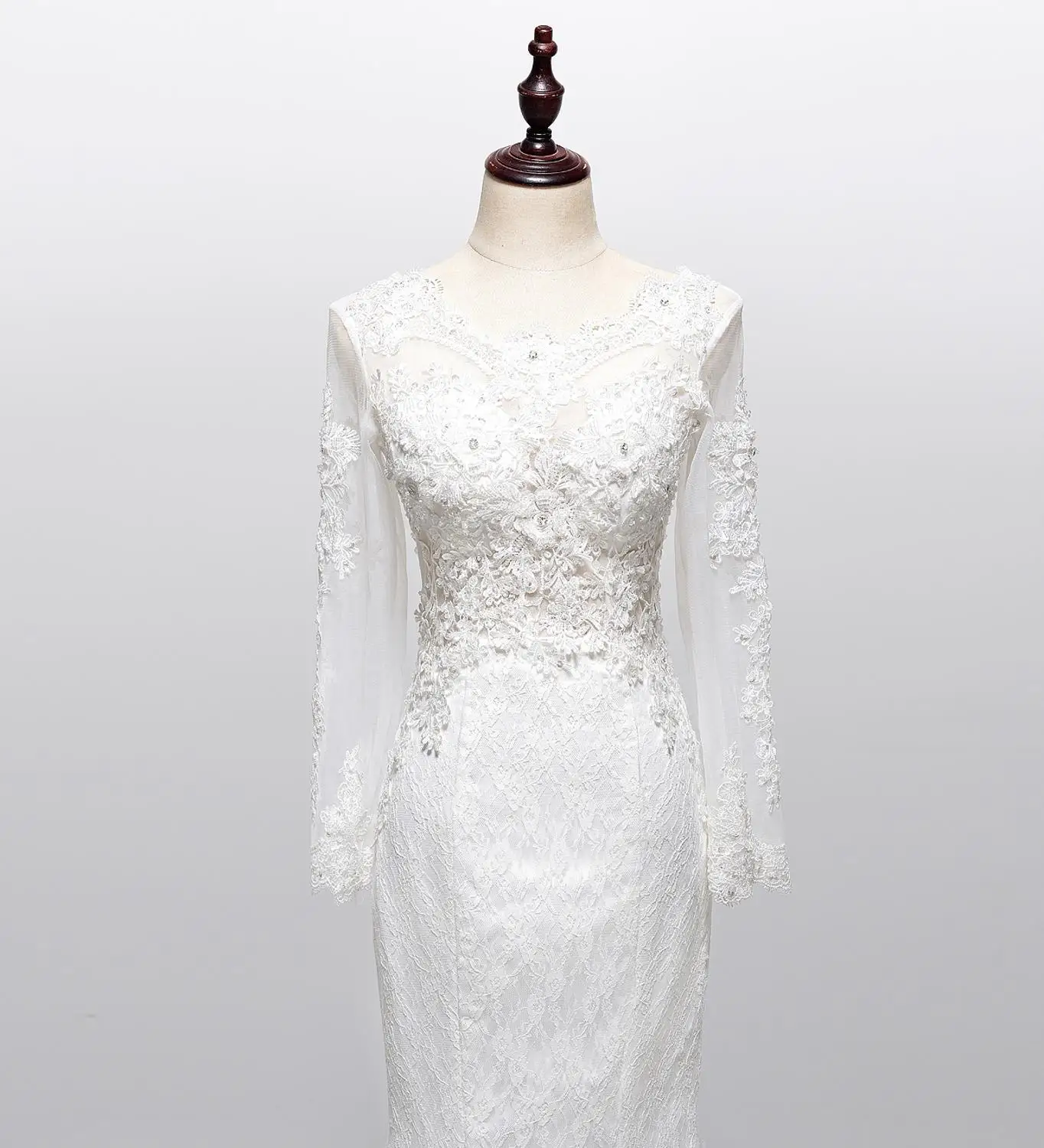 Solovedress свадебное платье с длинными рукавами элегантная аппликация круглый вырез