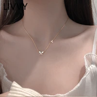 livvy silver color zircon butterfly pendant necklaces for women choker chain elegant temperament jewelry accessories gift