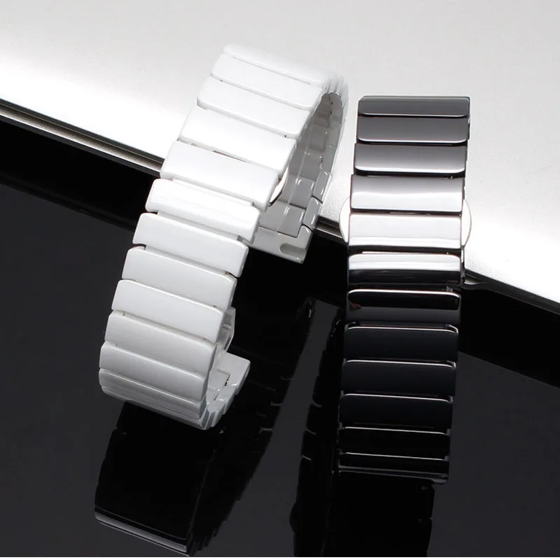 Full Ceramic Watchband 20mm 22mm for Samsung Galaxy Watch 42mm 46mm SM-R810/R800 Steel Butterfly Buckle Strap Watch band Strap