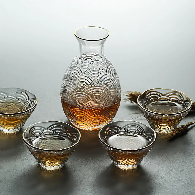 

Glass Wine Pot Japanese Wave Lead-free Glass Crystal Cup Shot Whisky High Spirits Tequila Wine Glasses Sake Flagon Drink Ware