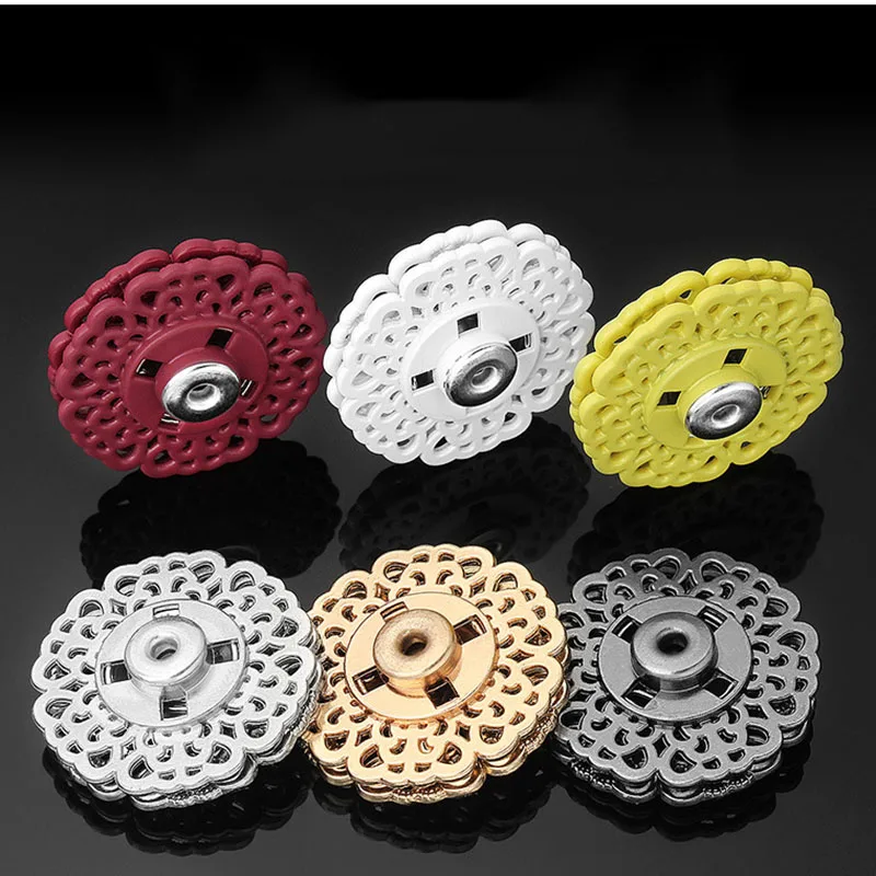 

10PCS Metal Cross Concealed Buttons Creative Snowflake Shape Invisible Snap Button Women's Coat Sweater Clothes Decoration