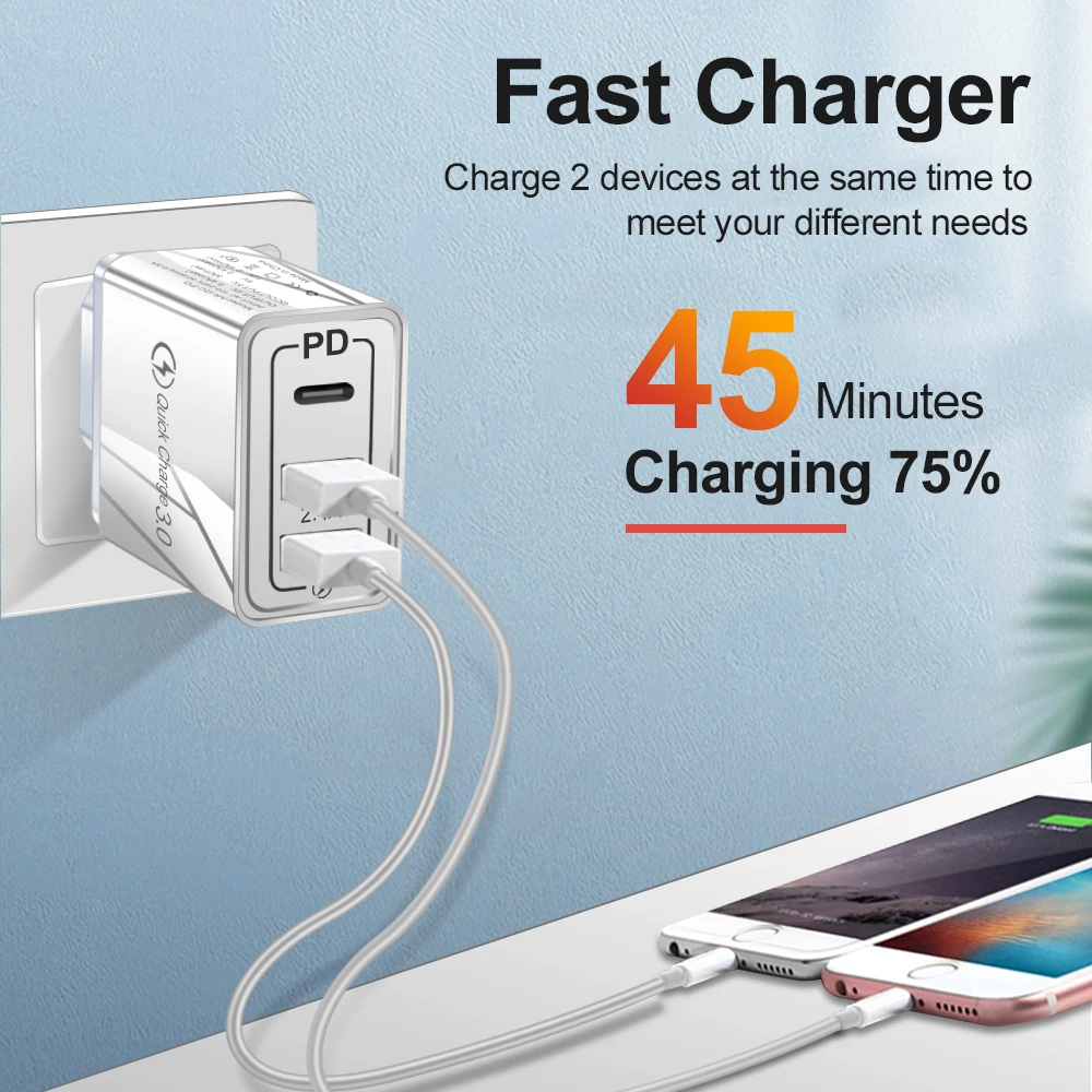 Универсальное USB зарядное устройство Quick Charge 3 0 PD 30 Вт Type C быстрое адаптер питания