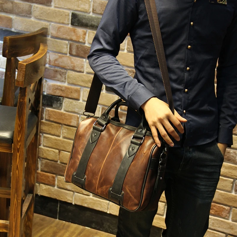 Модные брендовые новые коричневые кожаные дорожные сумки с боковыми карманами