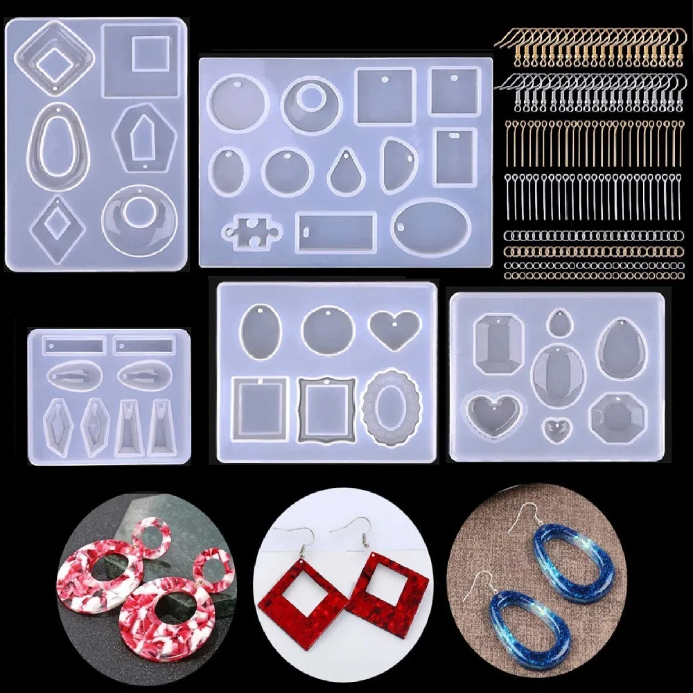 

Styles Epoxy Casting Molds Set Silicone UV Casting Tools Kits Resin Casting Molds for Jewelry Making DIY Earring Findings