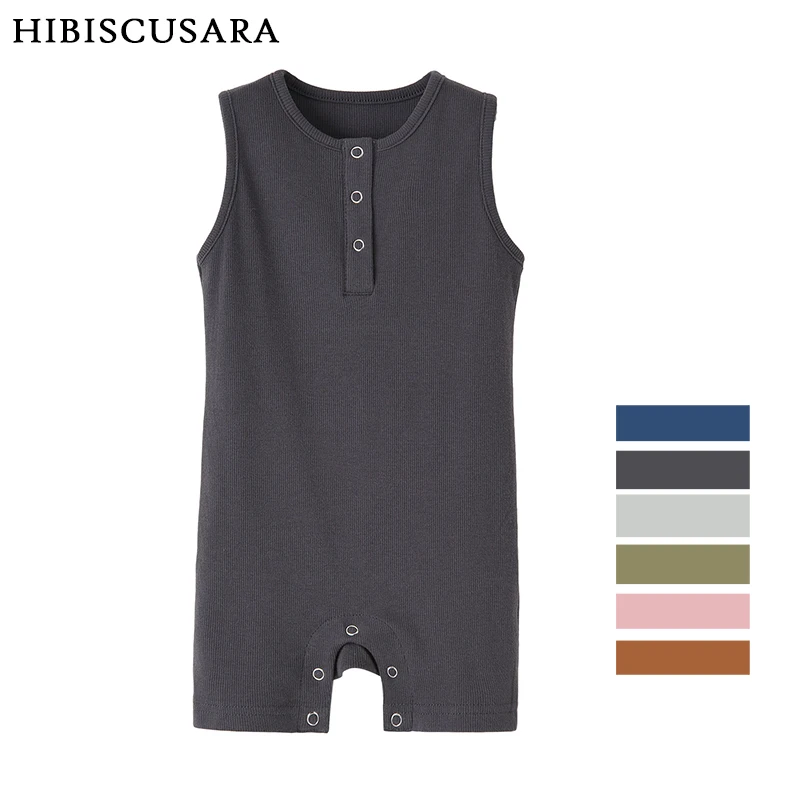 Детский летний комбинезон из органического хлопка ребристый без рукавов для