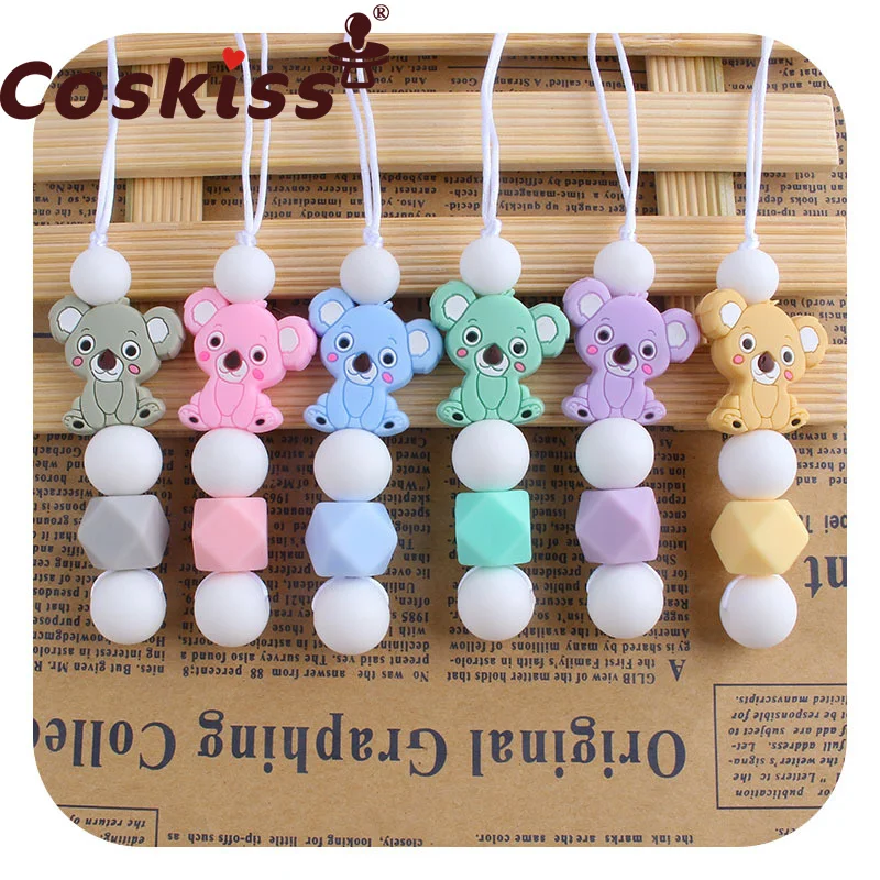 

Coskiss 1pcs Silicone Koala Teething Necklace Nursing Mom Baby Chew Necklace BPA Free Silicone Beads Baby Shower Gift